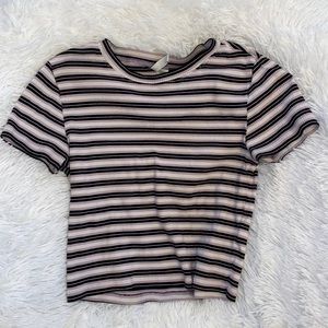 Lavender and black striped shirt